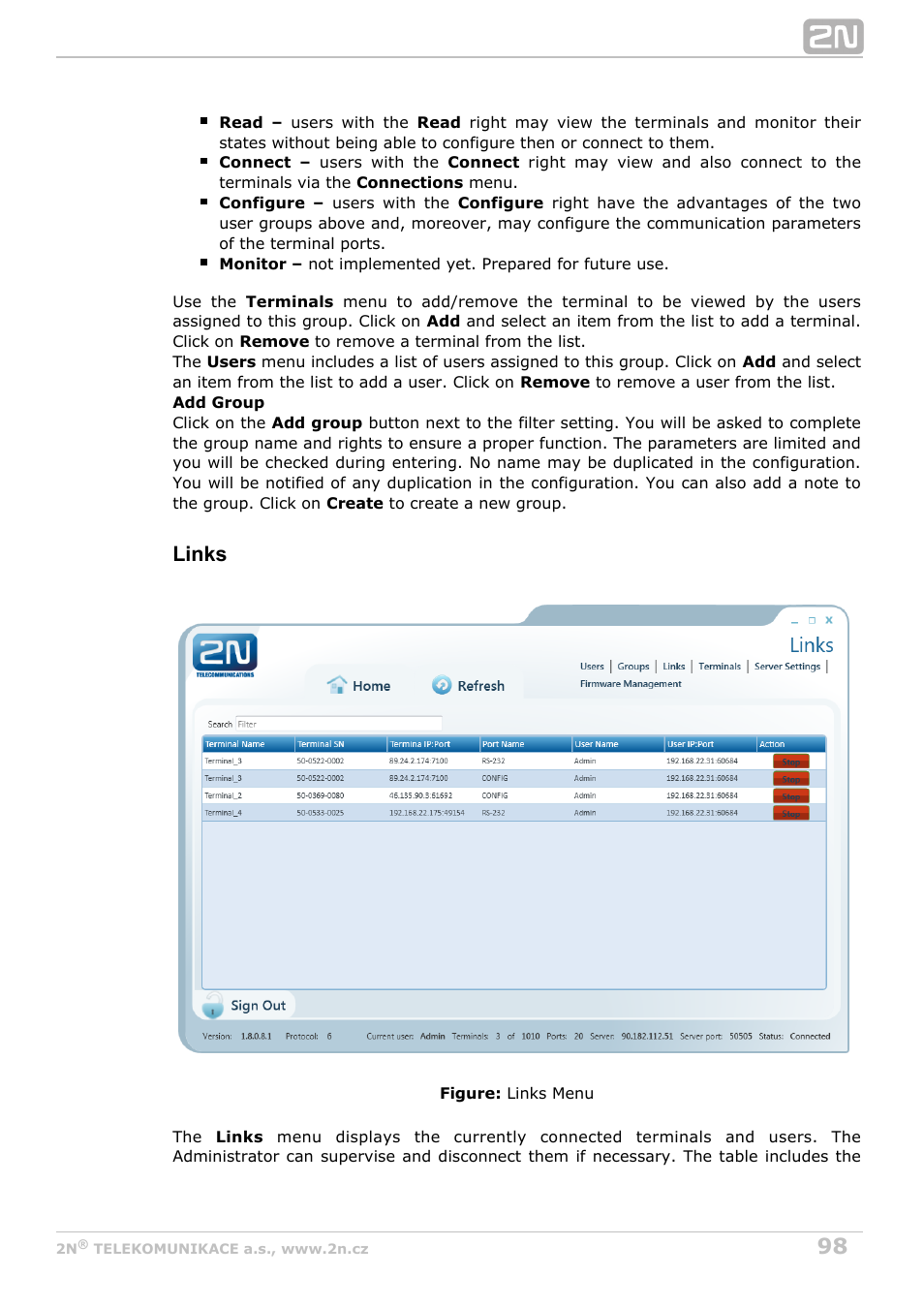 Links | 2N M2M Solution 2N SmartCom - User Manual 1.9.0 User Manual | Page 98 / 149