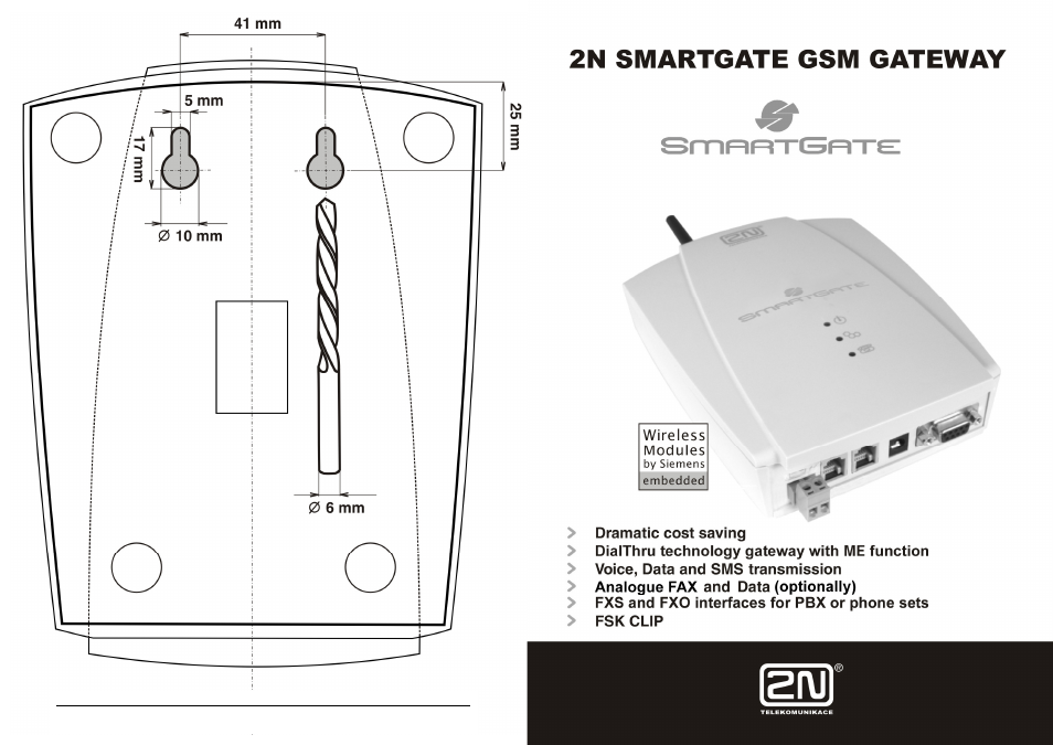 2N Analogue GSM gateway 2N SmartGate - Quick Start, 1442 v1.2 User Manual | 2 pages