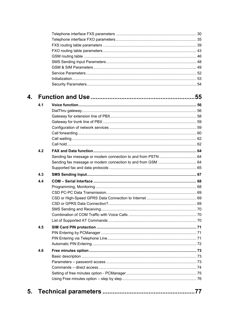 Function and use, Technical parameters | 2N Fixed line replacement with 2N SmartGate - Manual v1.1.2 User Manual | Page 4 / 89