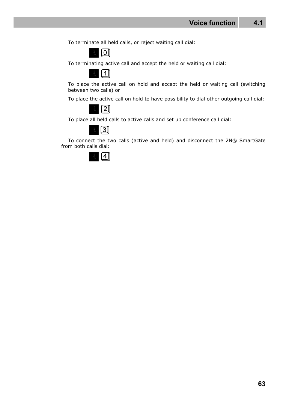 Voice function 4.1 | 2N Fixed line replacement with 2N SmartGate - Manual v1.1.2 User Manual | Page 63 / 89