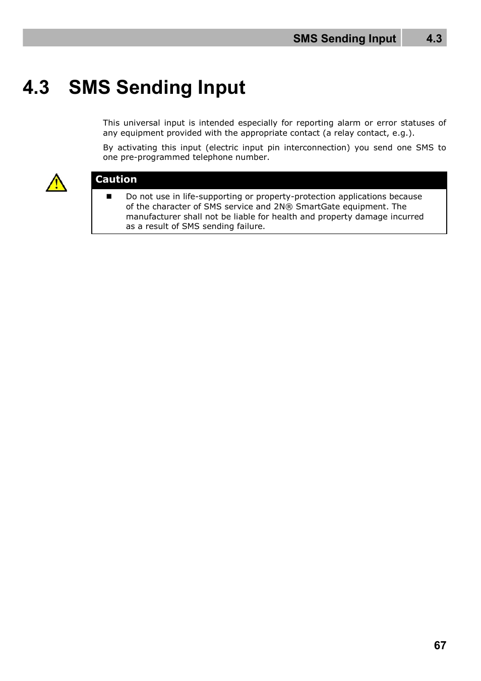 Sms sending input, 3 sms sending input | 2N Fixed line replacement with 2N SmartGate - Manual v1.1.2 User Manual | Page 67 / 89