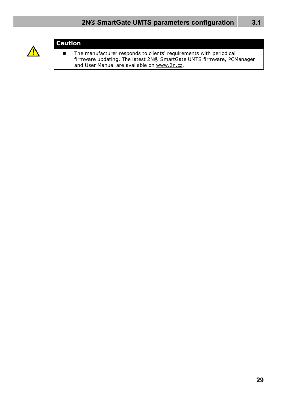 2n® smartgate umts parameters configuration 3.1 | 2N Analogue UMTS gateway 2N SmartGate UMTS - Manual, 1699 v1.1.0 User Manual | Page 29 / 83