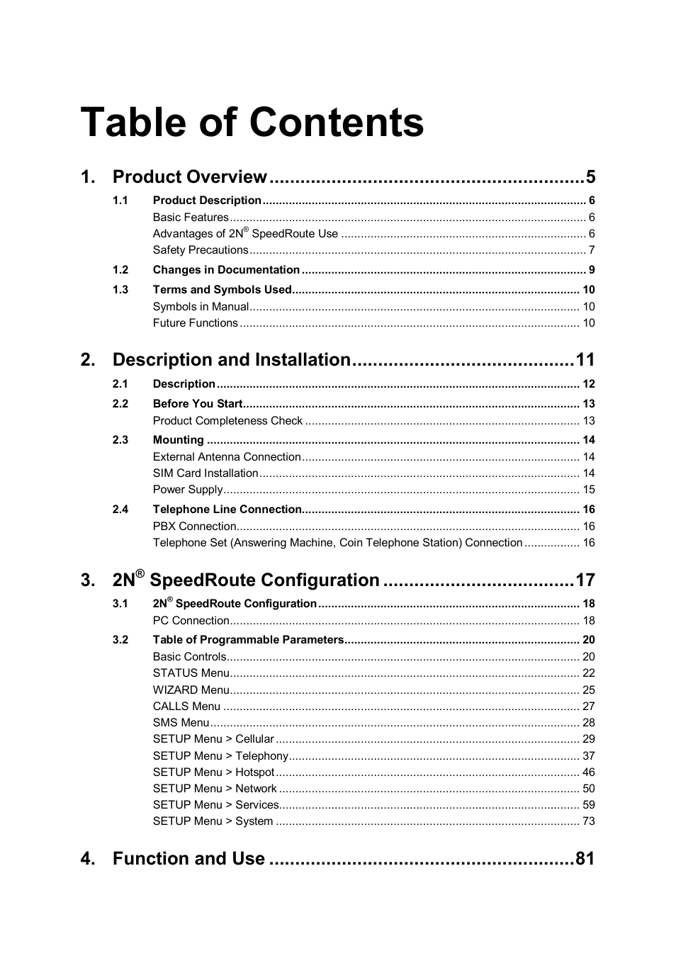 2N 4G wireless router 2N SpeedRoute - User manual, 1898 v1.02 User Manual | Page 3 / 101
