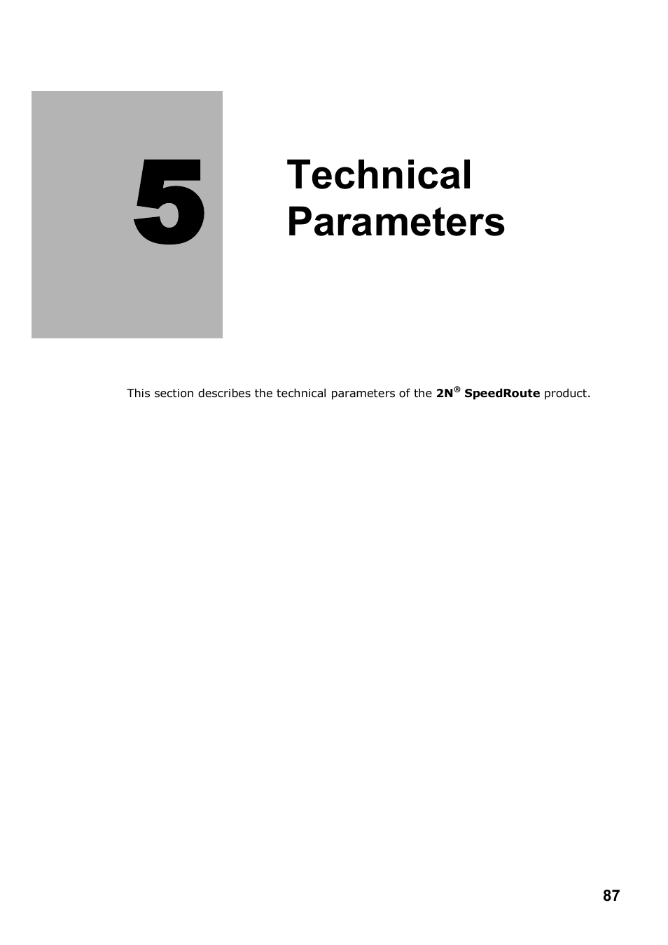 Technical parameters | 2N 4G wireless router 2N SpeedRoute - User manual, 1898 v1.02 User Manual | Page 87 / 101