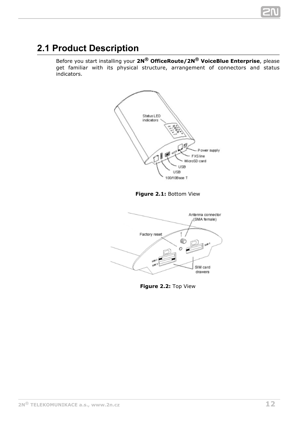 1 product description | 2N OfficeRoute - User manual, 1493 v1.9.0 User Manual | Page 12 / 113