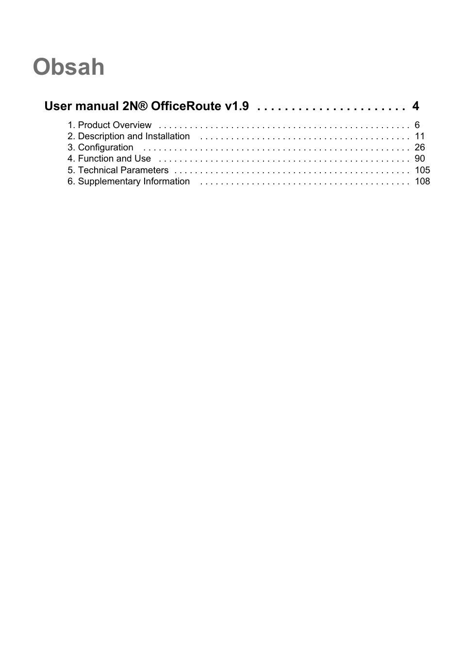 2N OfficeRoute - User manual, 1493 v1.9.0 User Manual | Page 3 / 113