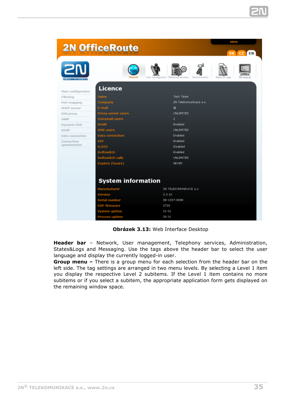 2N OfficeRoute - User manual, 1493 v1.9.0 User Manual | Page 35 / 113
