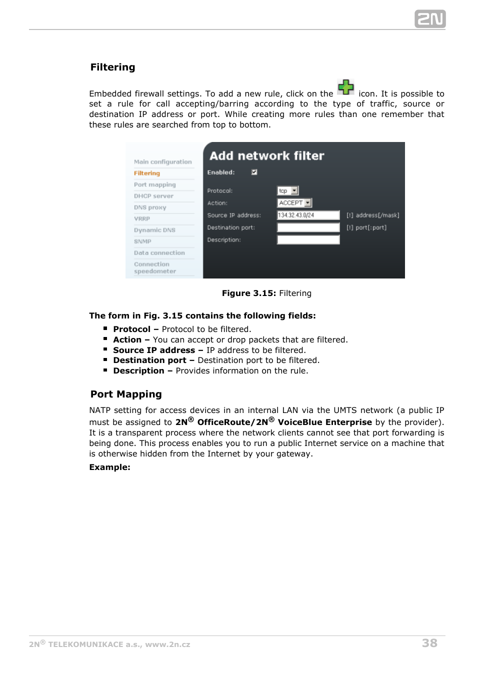 2N OfficeRoute - User manual, 1493 v1.9.0 User Manual | Page 38 / 113