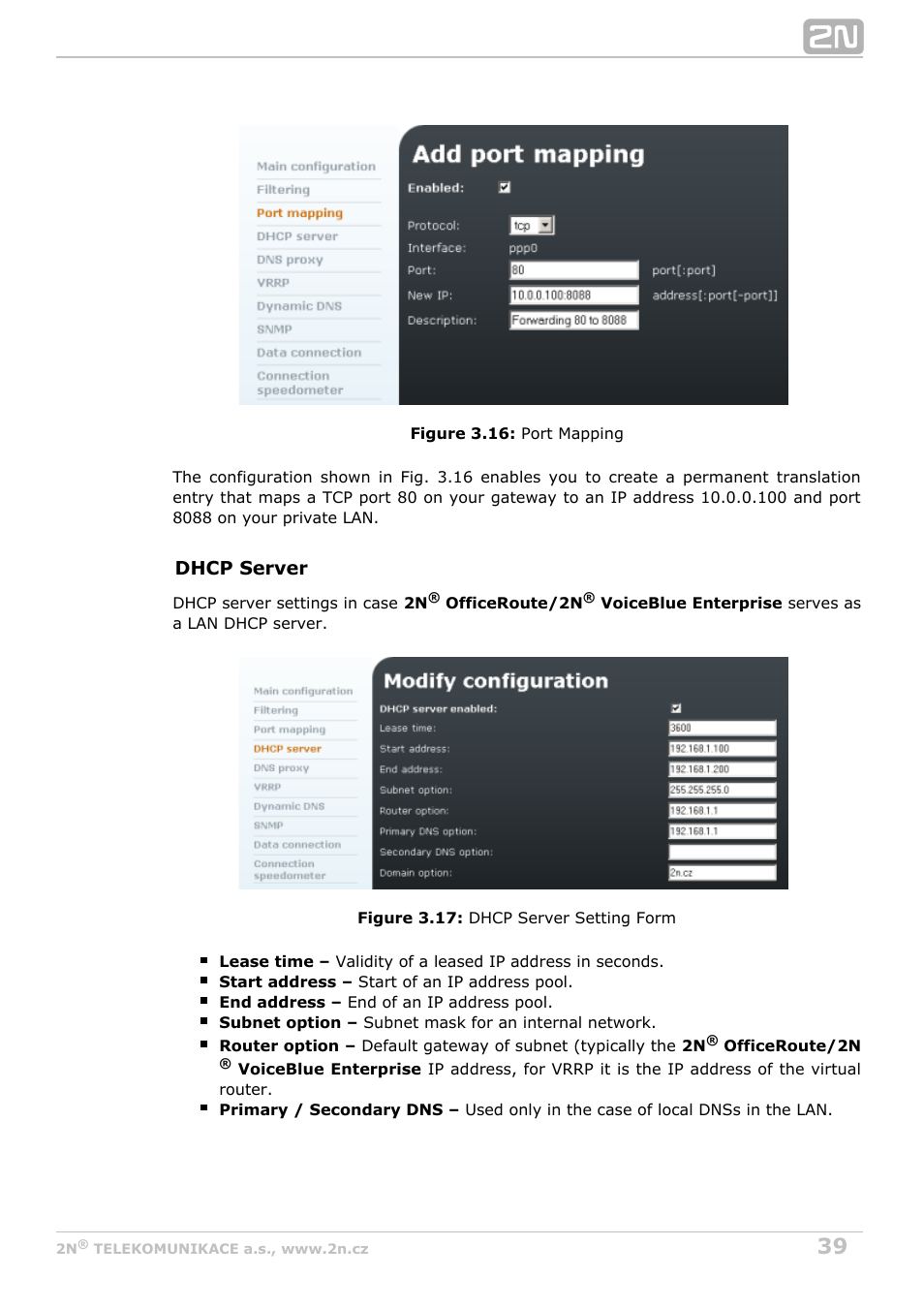 Dhcp server | 2N OfficeRoute - User manual, 1493 v1.9.0 User Manual | Page 39 / 113