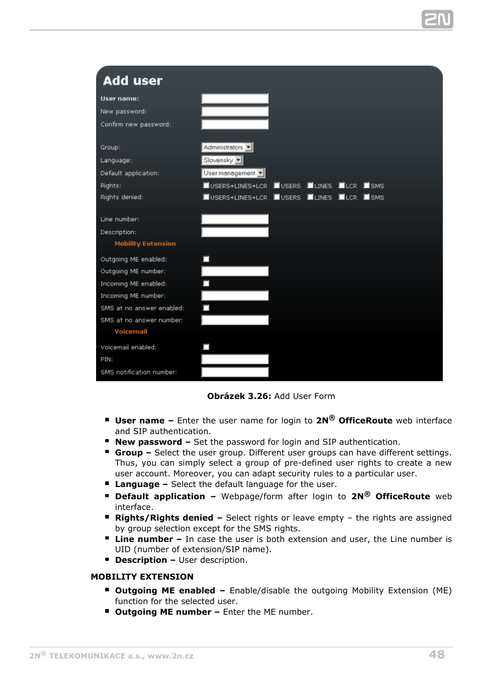 2N OfficeRoute - User manual, 1493 v1.9.0 User Manual | Page 48 / 113