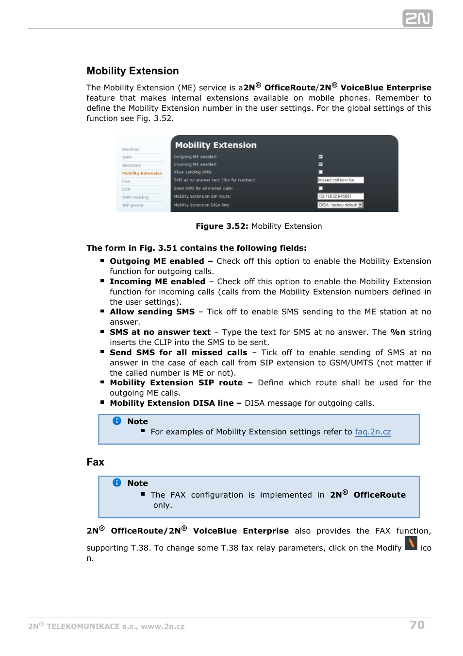 Mobility extension | 2N OfficeRoute - User manual, 1493 v1.9.0 User Manual | Page 70 / 113