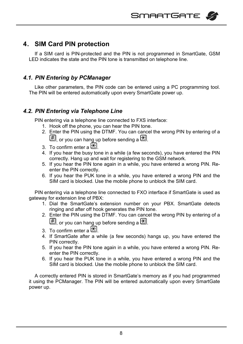 Sim card pin protection | 2N SmartGate - User Manual User Manual | Page 13 / 47