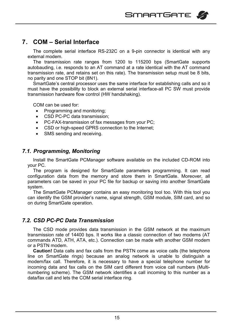 Com – serial interface | 2N SmartGate - User Manual User Manual | Page 20 / 47