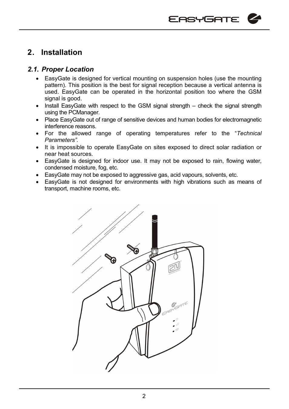 Installation | 2N EasyGate - User Manual User Manual | Page 7 / 36