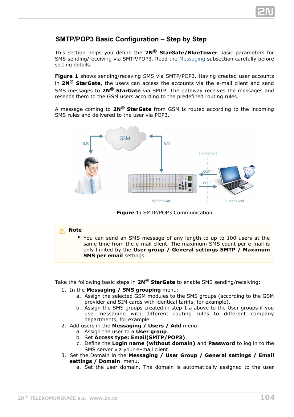 Smtp/pop3 basic configuration – step by step | 2N StarGate/BlueTower v5.7 User Manual | Page 104 / 183