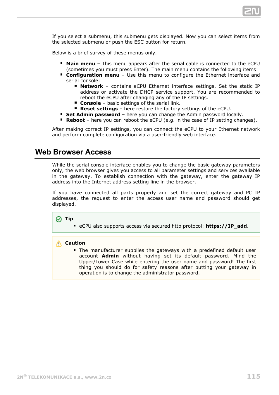 Web browser access | 2N StarGate/BlueTower v5.7 User Manual | Page 115 / 183