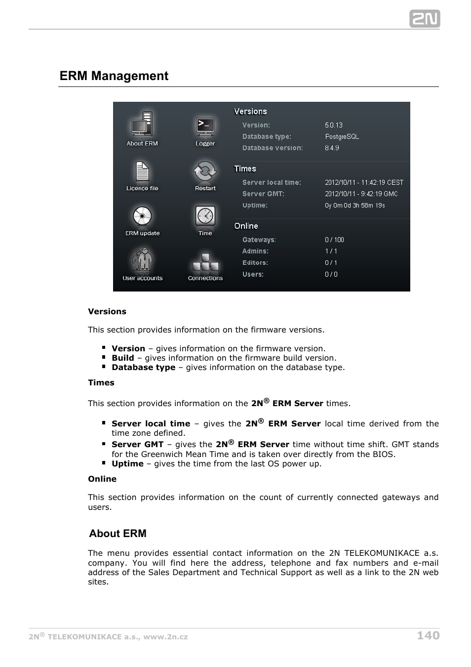 Erm management, About erm | 2N StarGate/BlueTower v5.7 User Manual | Page 140 / 183