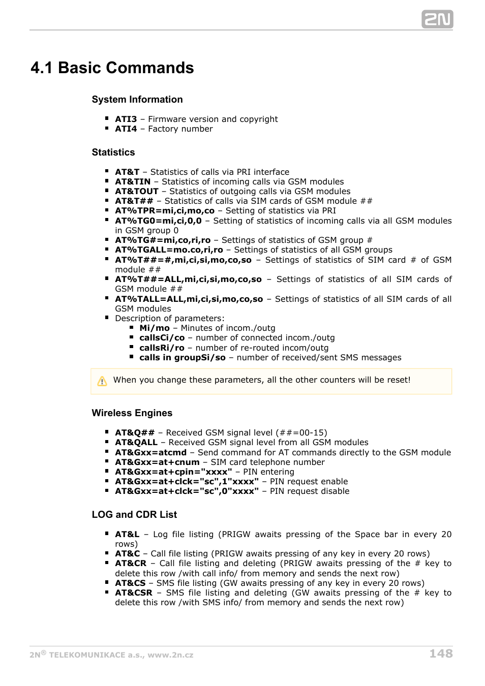 1 basic commands | 2N StarGate/BlueTower v5.7 User Manual | Page 148 / 183