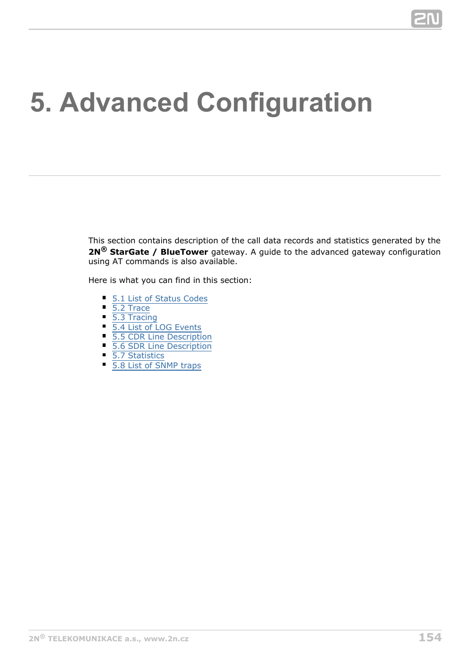 Advanced configuration | 2N StarGate/BlueTower v5.7 User Manual | Page 154 / 183