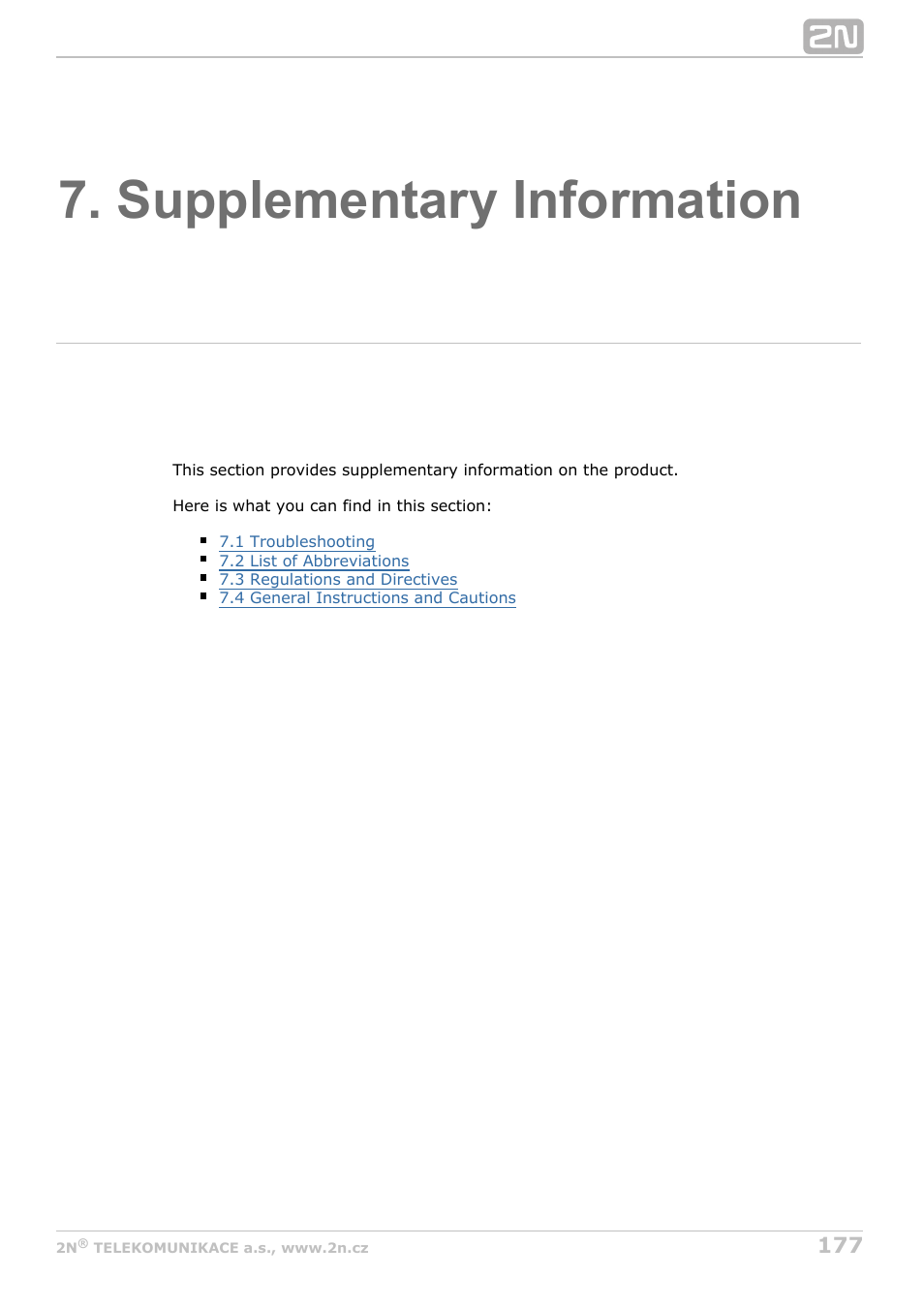 Supplementary information | 2N StarGate/BlueTower v5.7 User Manual | Page 177 / 183