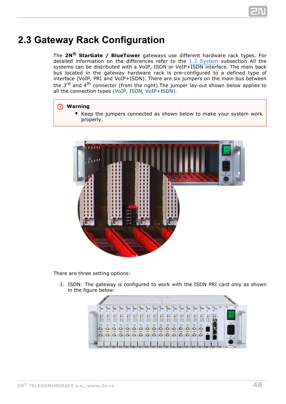 3 gateway rack configuration | 2N StarGate/BlueTower v5.7 User Manual | Page 48 / 183