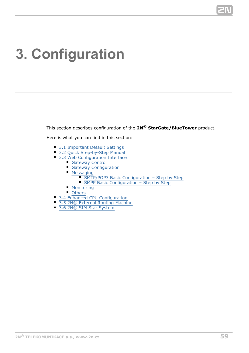 Configuration | 2N StarGate/BlueTower v5.7 User Manual | Page 59 / 183