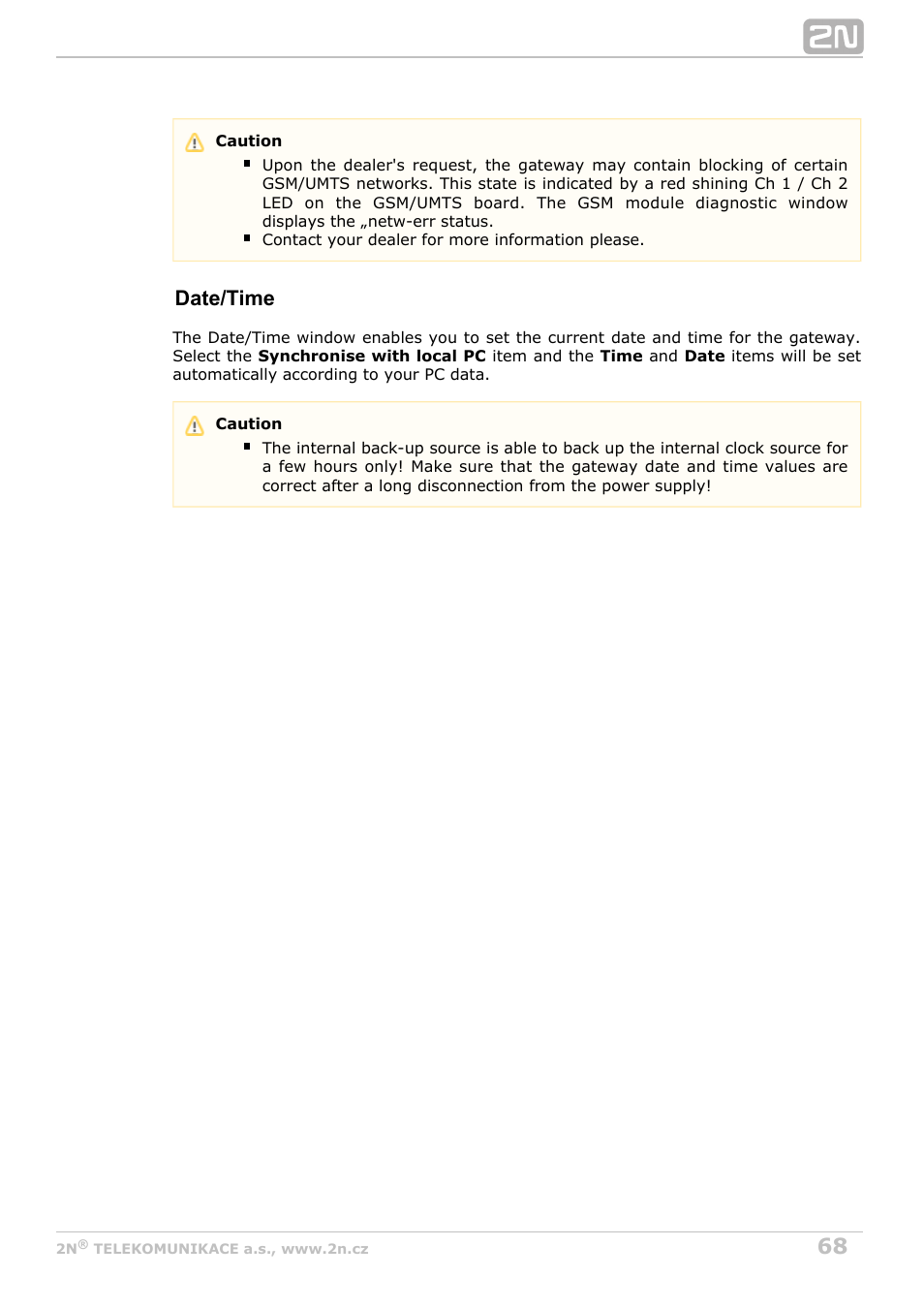 Date/time | 2N StarGate/BlueTower v5.7 User Manual | Page 68 / 183