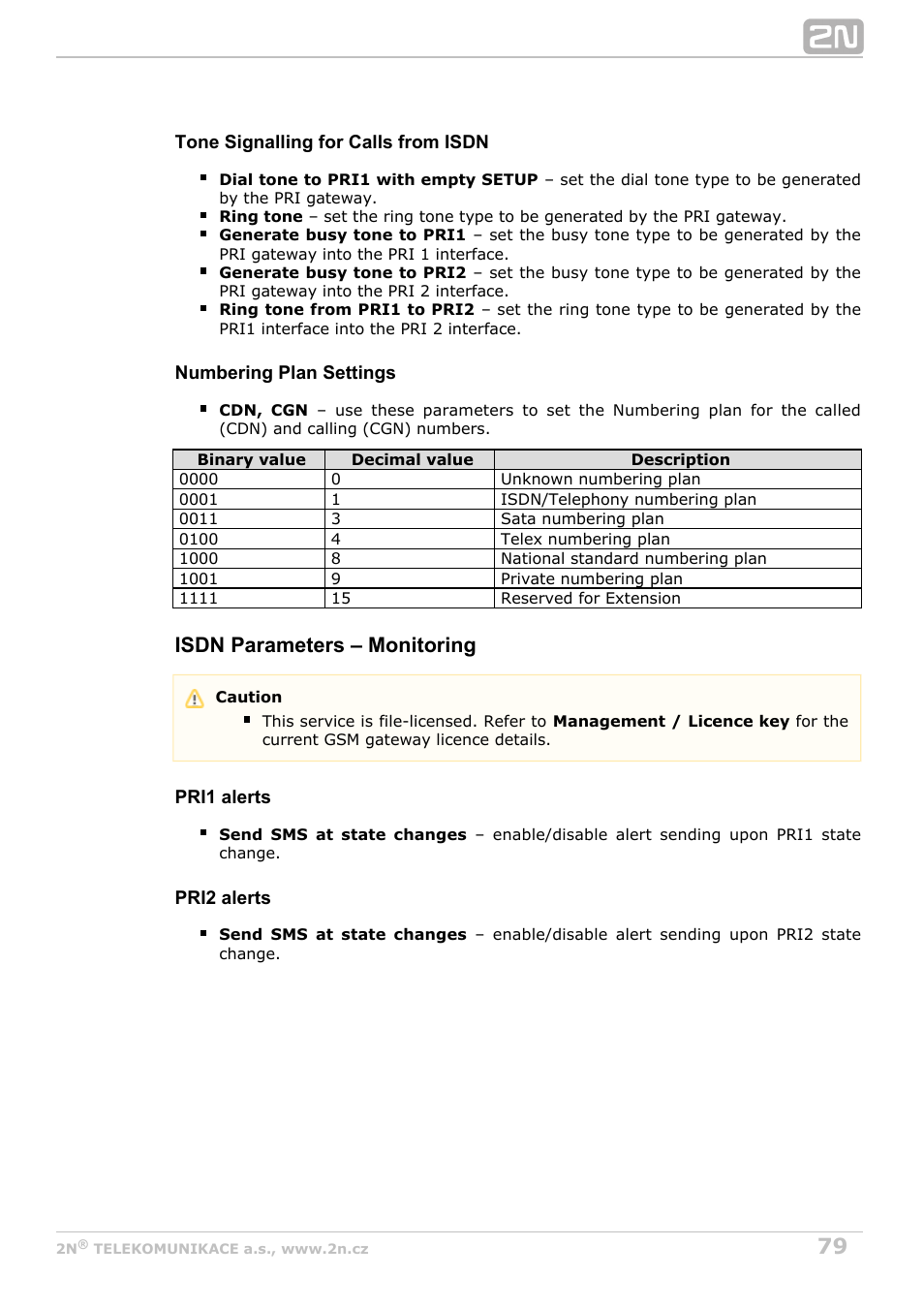 Isdn parameters – monitoring | 2N StarGate/BlueTower v5.7 User Manual | Page 79 / 183