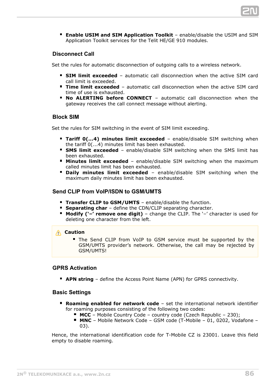 2N StarGate/BlueTower v5.7 User Manual | Page 86 / 183