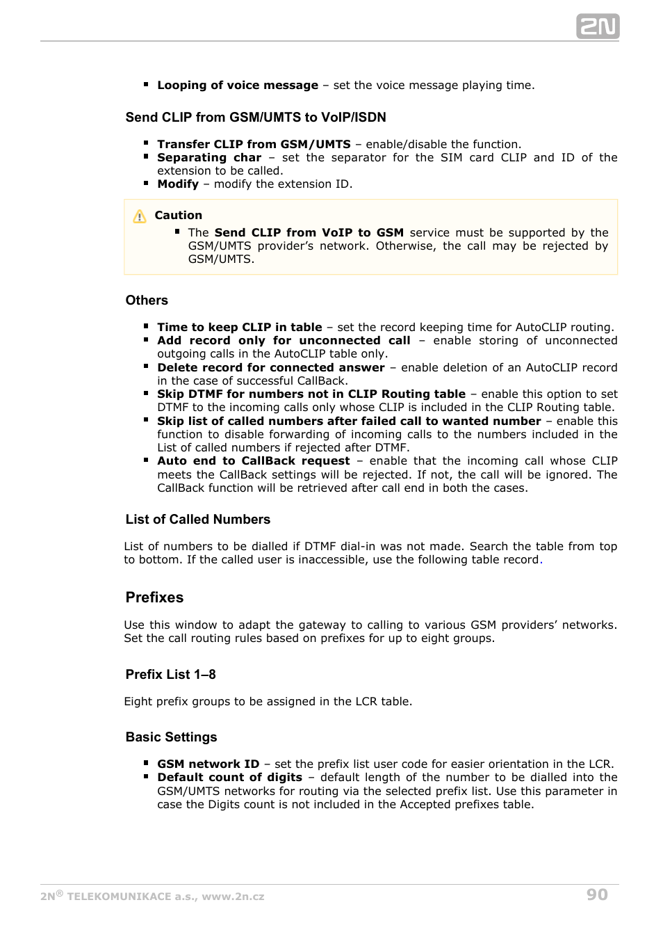 Prefixes | 2N StarGate/BlueTower v5.7 User Manual | Page 90 / 183
