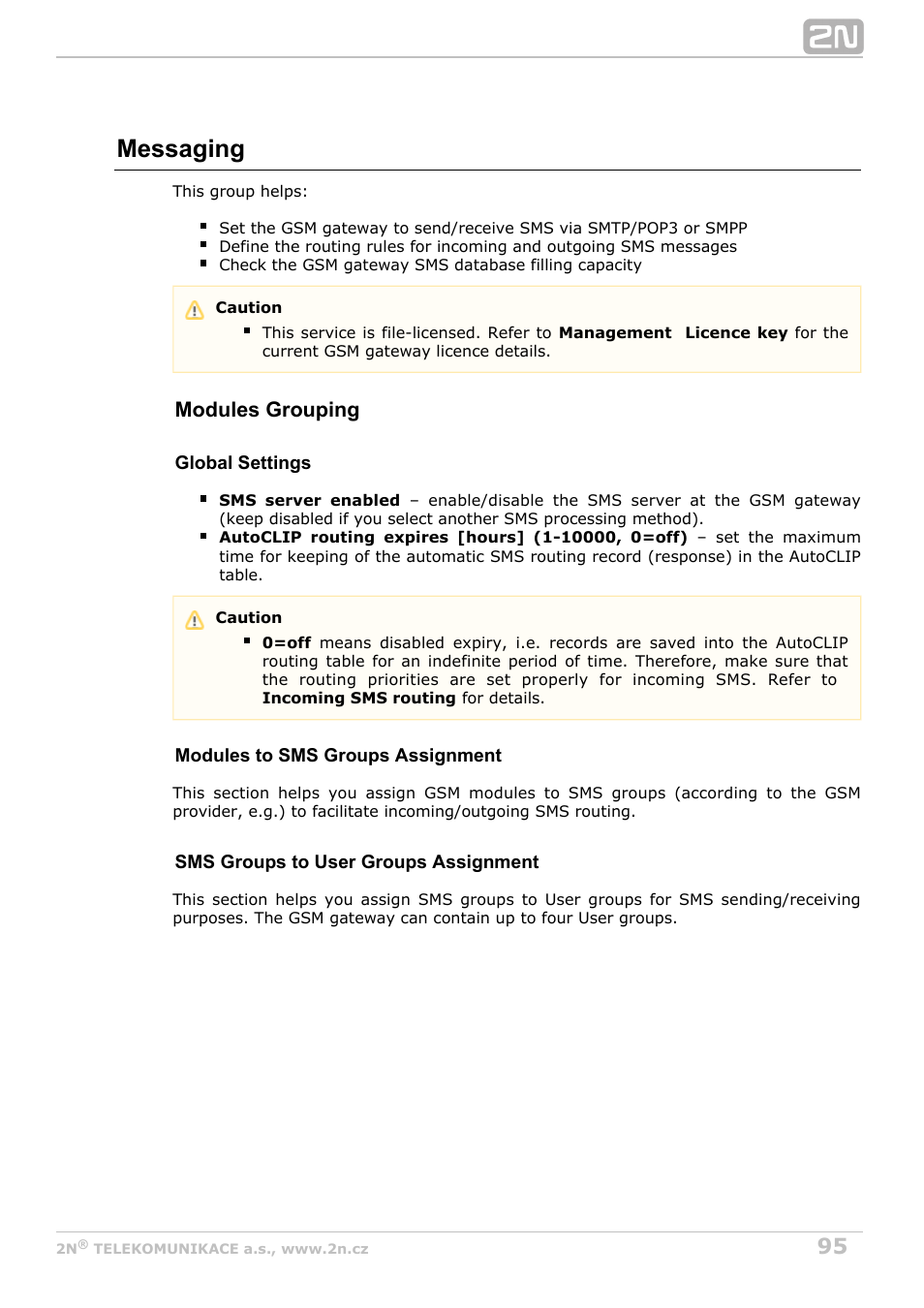 Messaging, Modules grouping | 2N StarGate/BlueTower v5.7 User Manual | Page 95 / 183