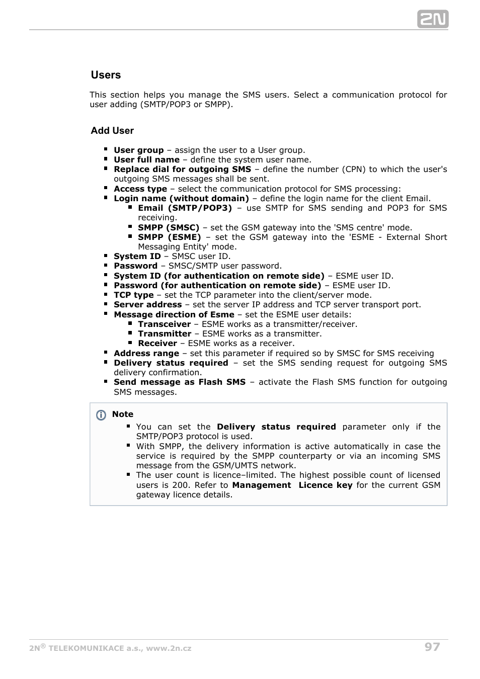 Users | 2N StarGate/BlueTower v5.7 User Manual | Page 97 / 183