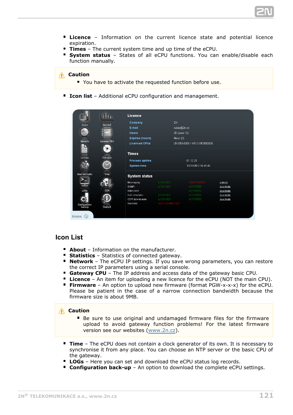 Icon list | 2N StarGate/BlueTower v5.6 User Manual | Page 121 / 178