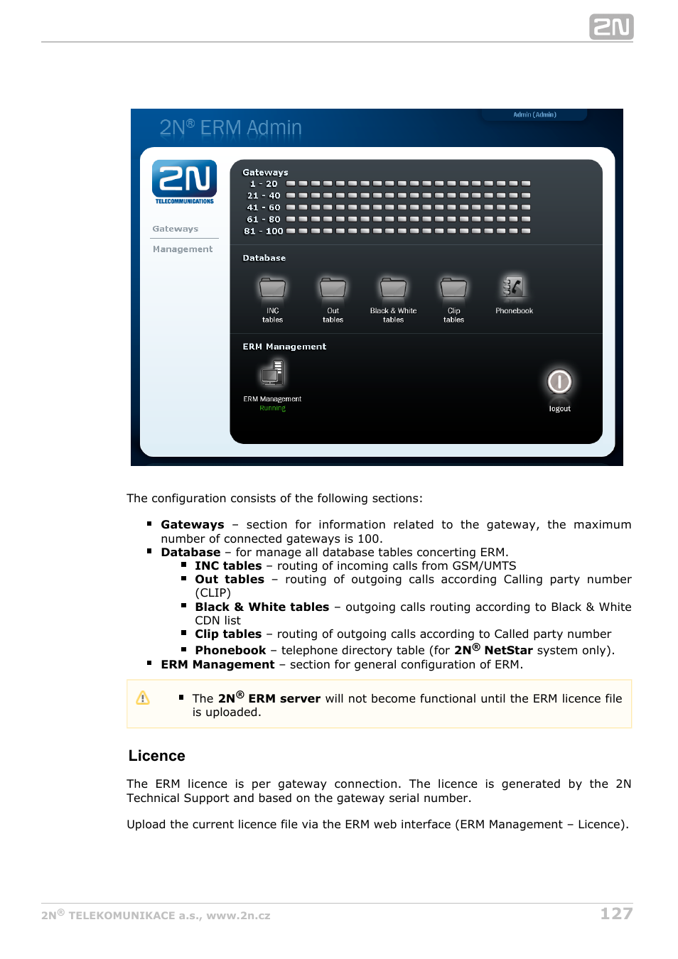 Licence | 2N StarGate/BlueTower v5.6 User Manual | Page 127 / 178