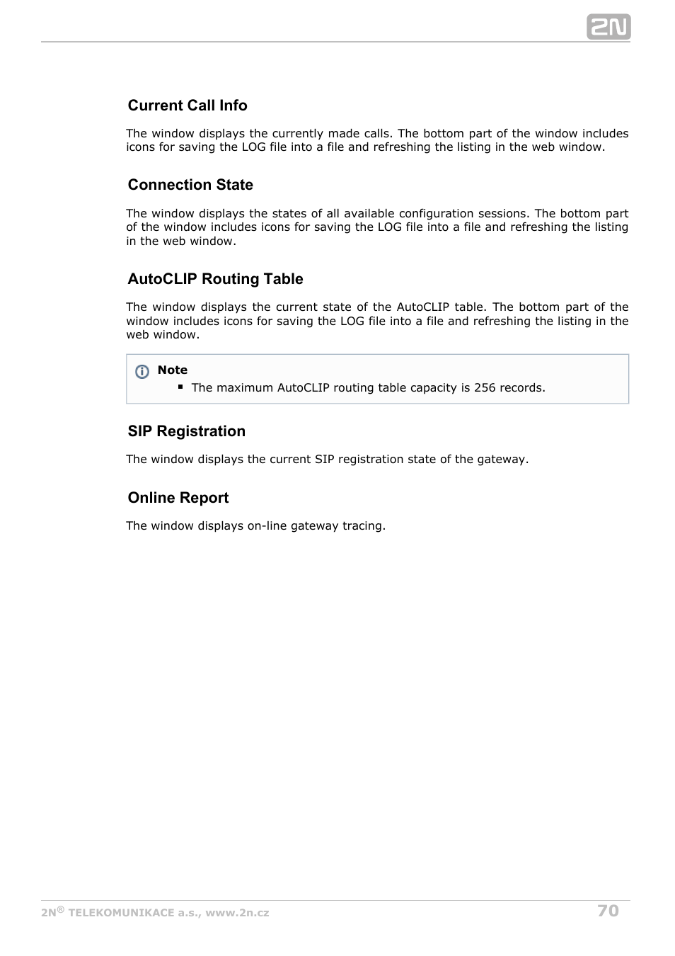 2N StarGate/BlueTower v5.6 User Manual | Page 70 / 178