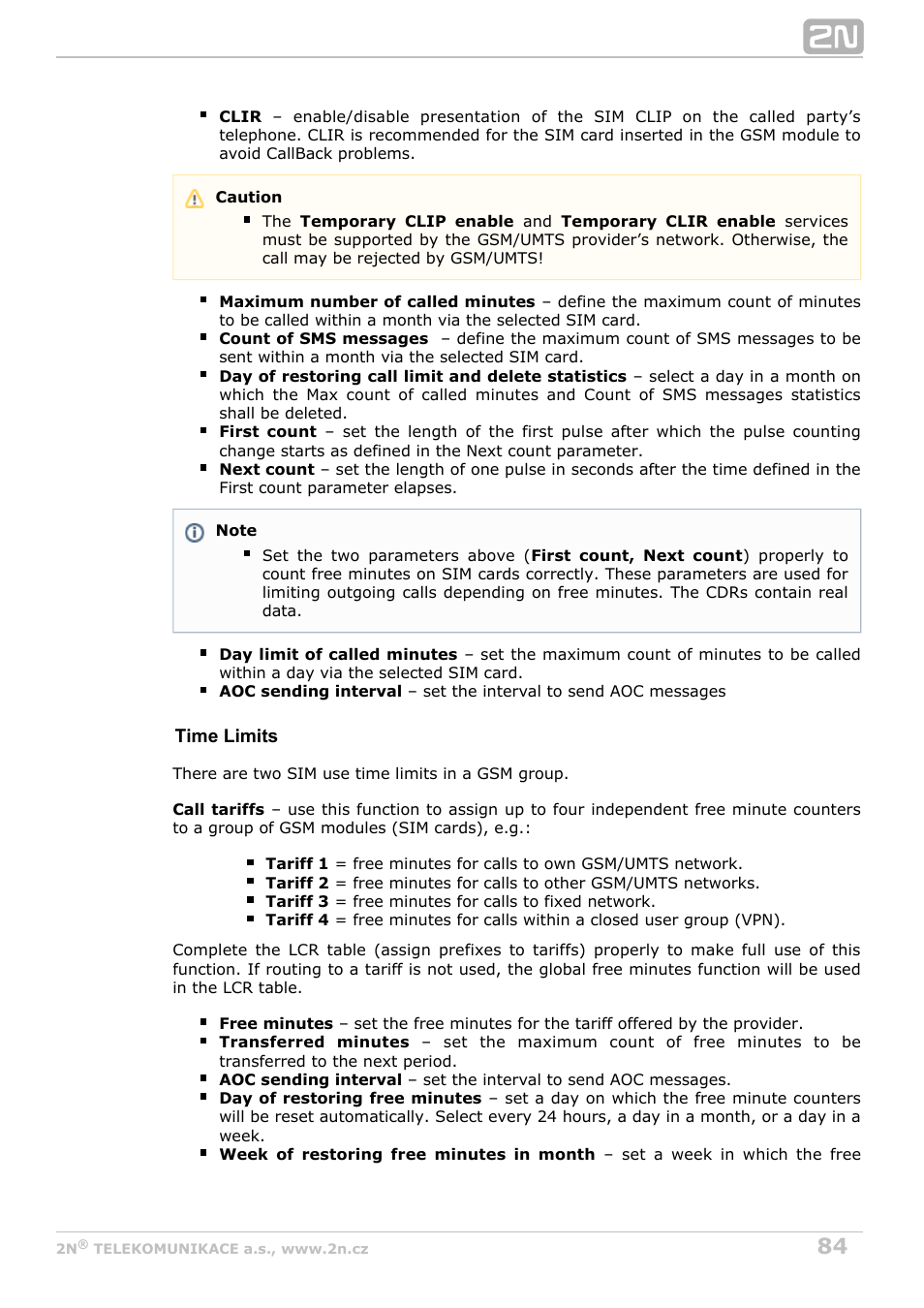 2N StarGate/BlueTower v5.6 User Manual | Page 84 / 178