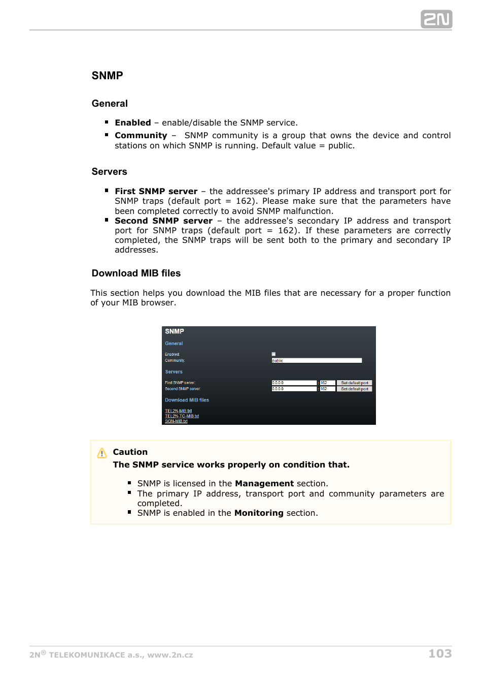 Snmp | 2N StarGate/BlueTower v5.5 User Manual | Page 103 / 175