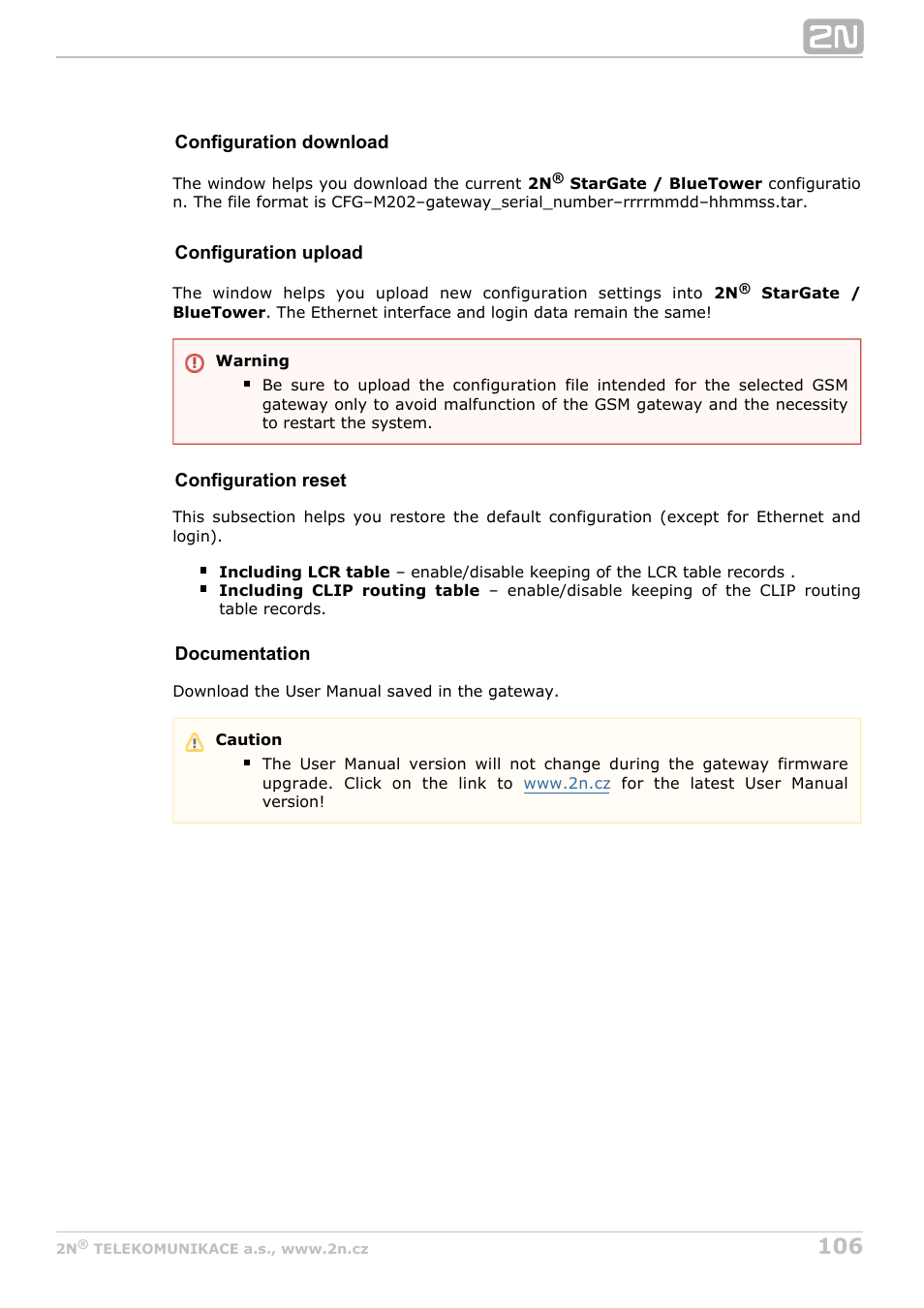 2N StarGate/BlueTower v5.5 User Manual | Page 106 / 175