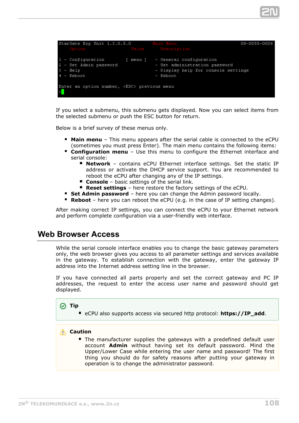 Web browser access | 2N StarGate/BlueTower v5.5 User Manual | Page 108 / 175