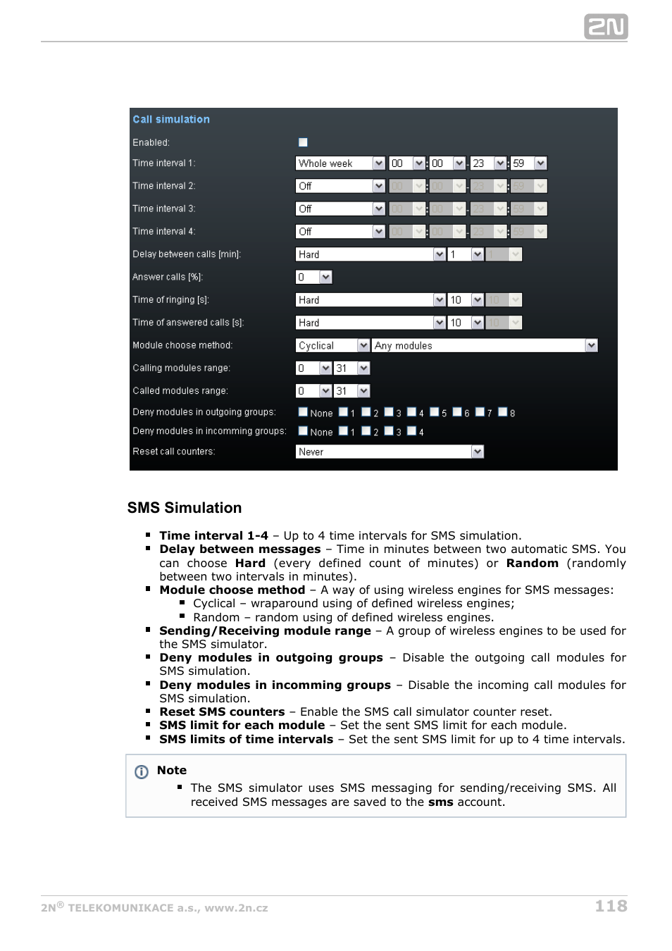Sms simulation | 2N StarGate/BlueTower v5.5 User Manual | Page 118 / 175