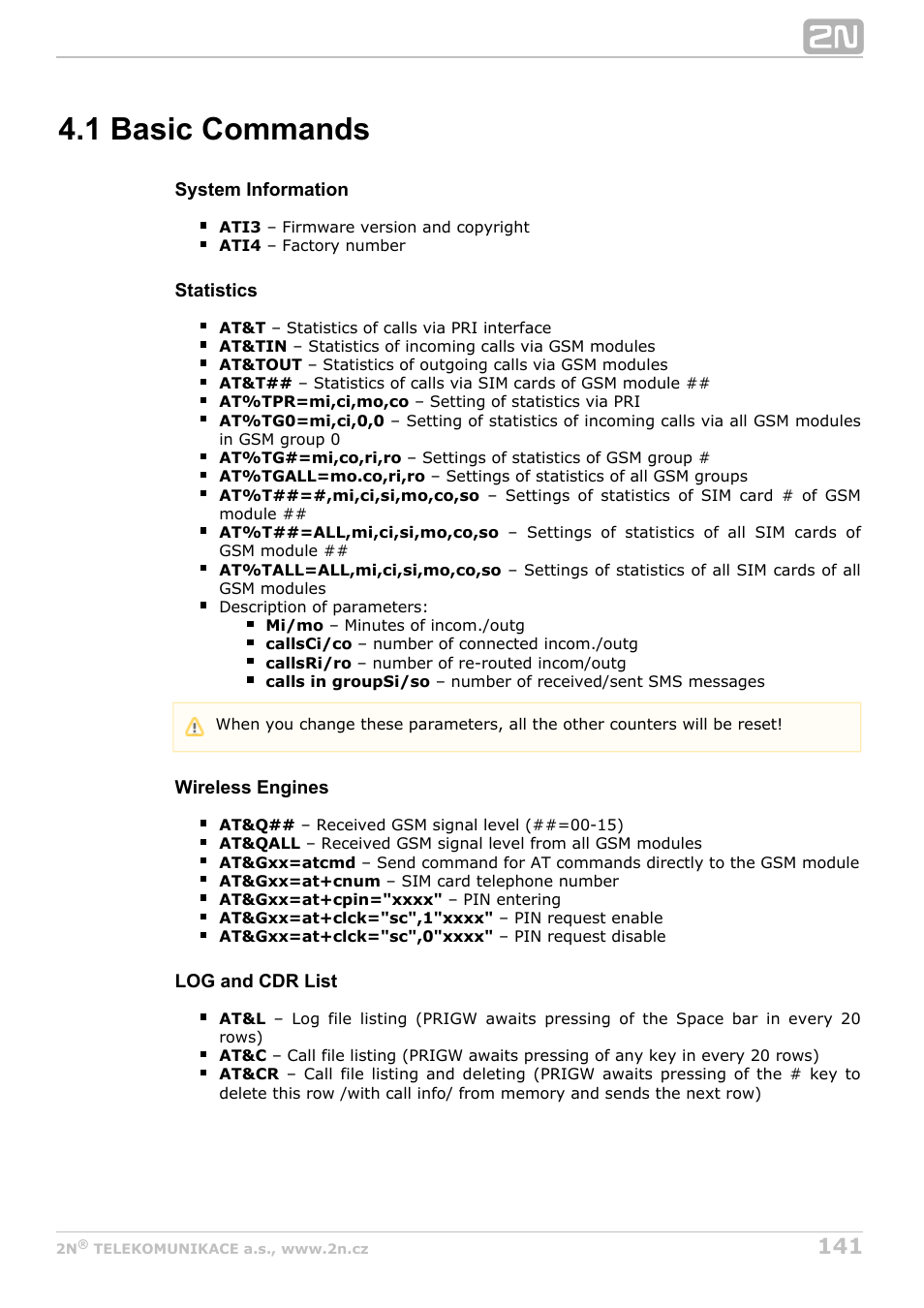 1 basic commands | 2N StarGate/BlueTower v5.5 User Manual | Page 141 / 175