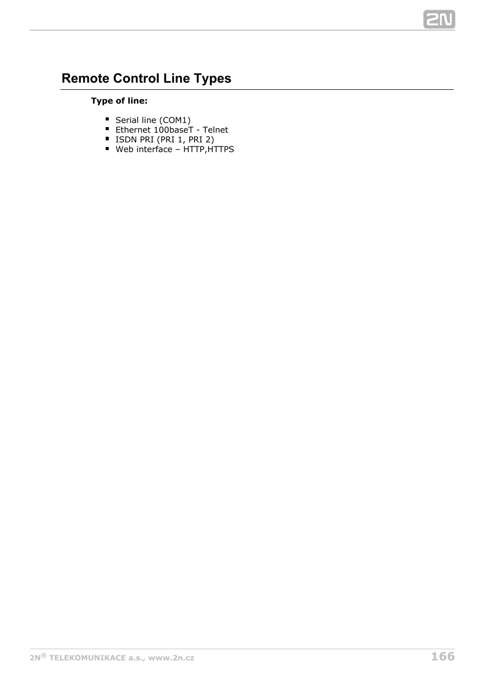 Remote control line types | 2N StarGate/BlueTower v5.5 User Manual | Page 166 / 175