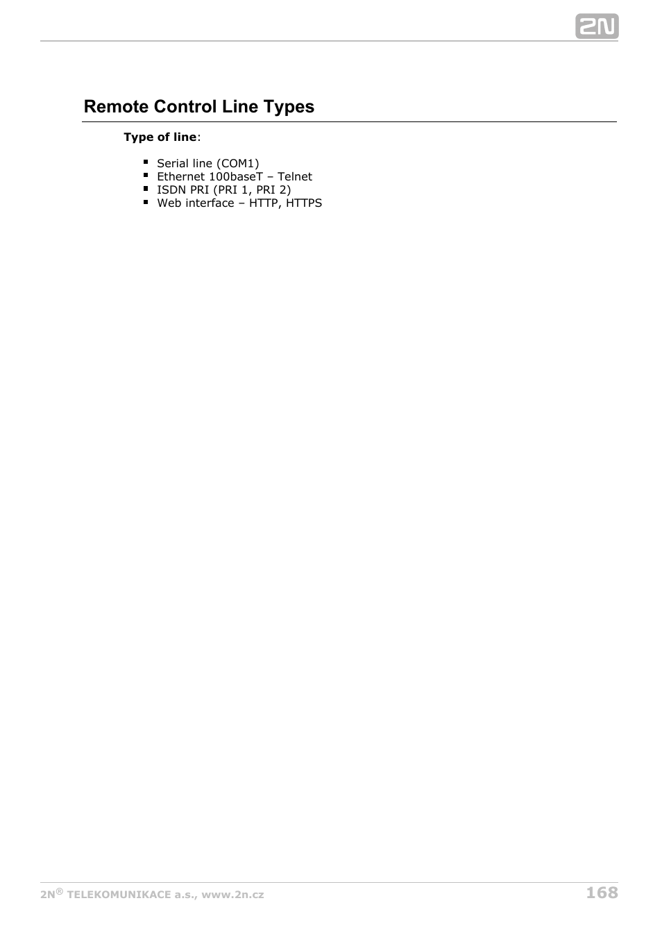 Remote control line types | 2N StarGate/BlueTower v5.5 User Manual | Page 168 / 175