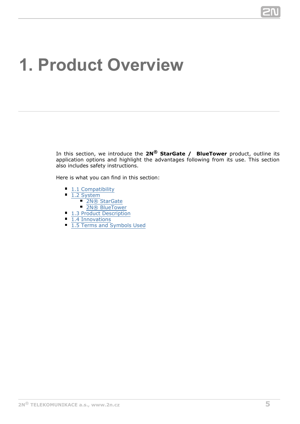 Product overview | 2N StarGate/BlueTower v5.5 User Manual | Page 5 / 175