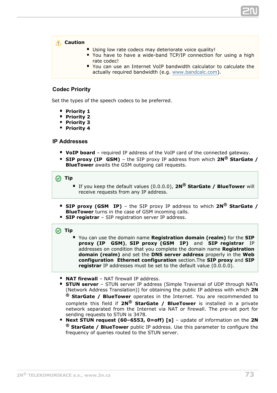 2N StarGate/BlueTower v5.5 User Manual | Page 73 / 175