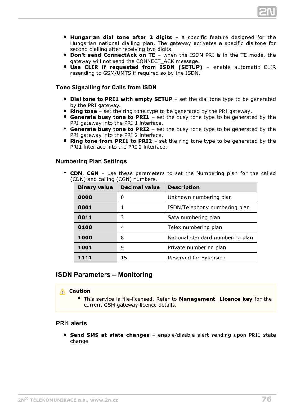 Isdn parameters – monitoring | 2N StarGate/BlueTower v5.5 User Manual | Page 76 / 175
