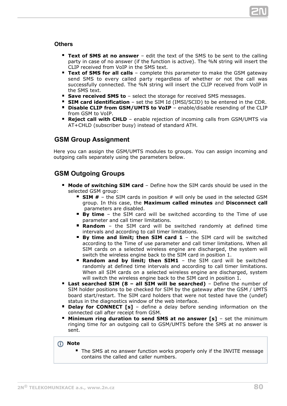 Gsm group assignment, Gsm outgoing groups | 2N StarGate/BlueTower v5.5 User Manual | Page 80 / 175