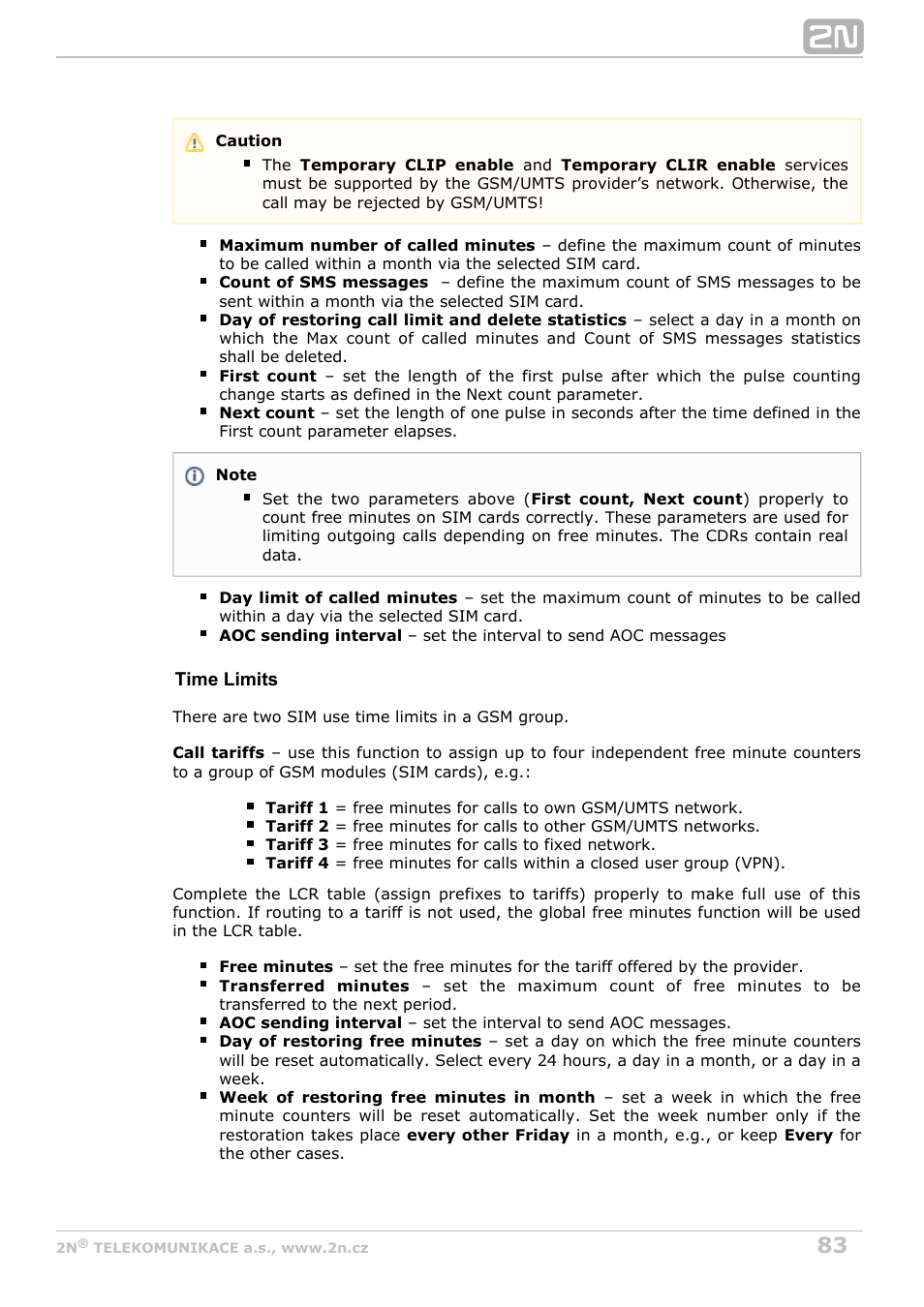 2N StarGate/BlueTower v5.5 User Manual | Page 83 / 175
