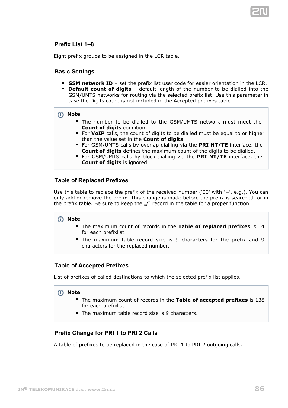 2N StarGate/BlueTower v5.5 User Manual | Page 86 / 175