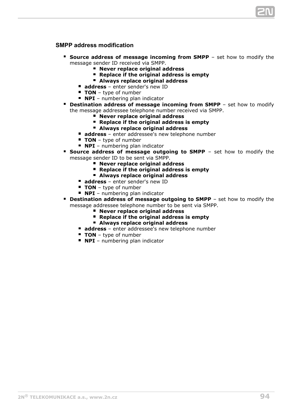 2N StarGate/BlueTower v5.5 User Manual | Page 94 / 175